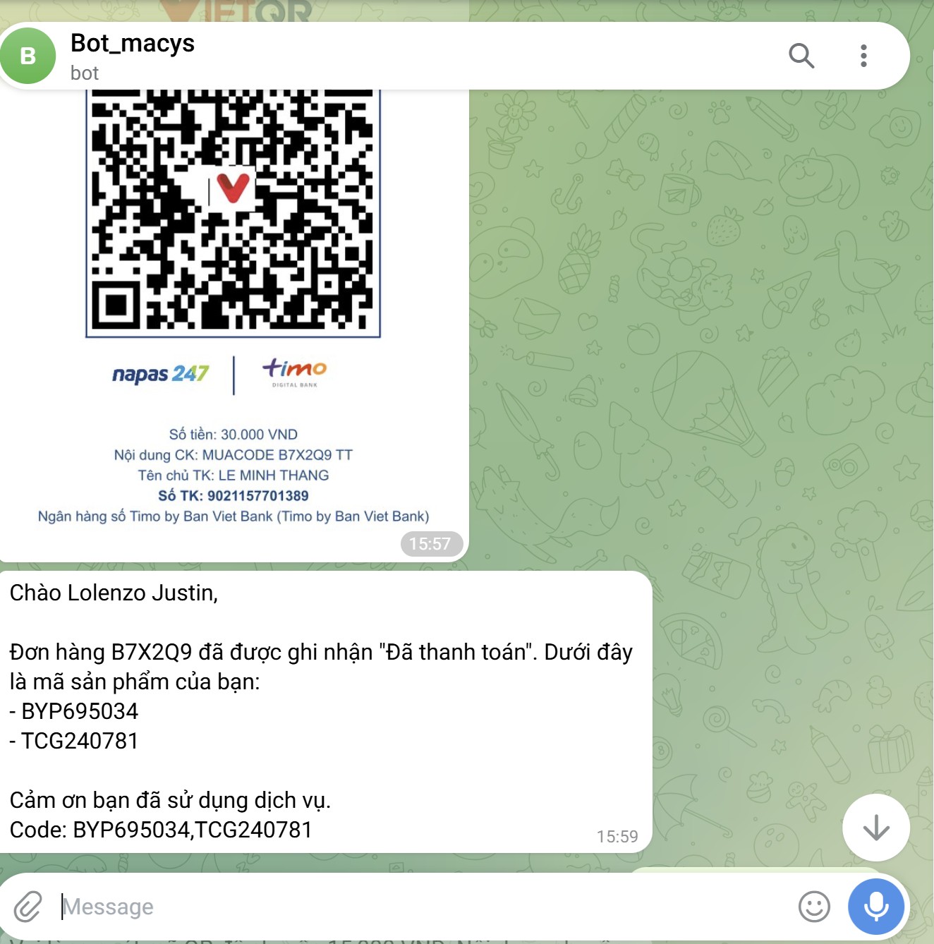 Chatbot mua bán tài nguyên MMO - hình ảnh 2